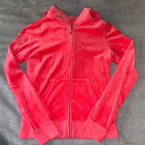 Vintage Juicy Couture velour hoodie in coral pink colour